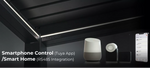 Smart home devices with smartphone control and Tuya App integration on a dark background