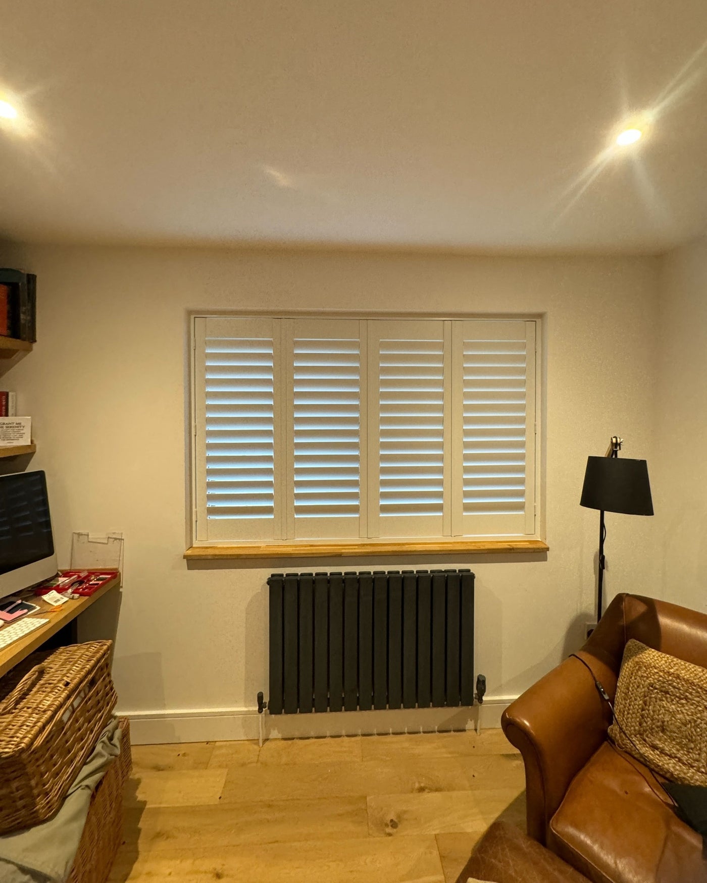 Classic collection shutters in a home office window