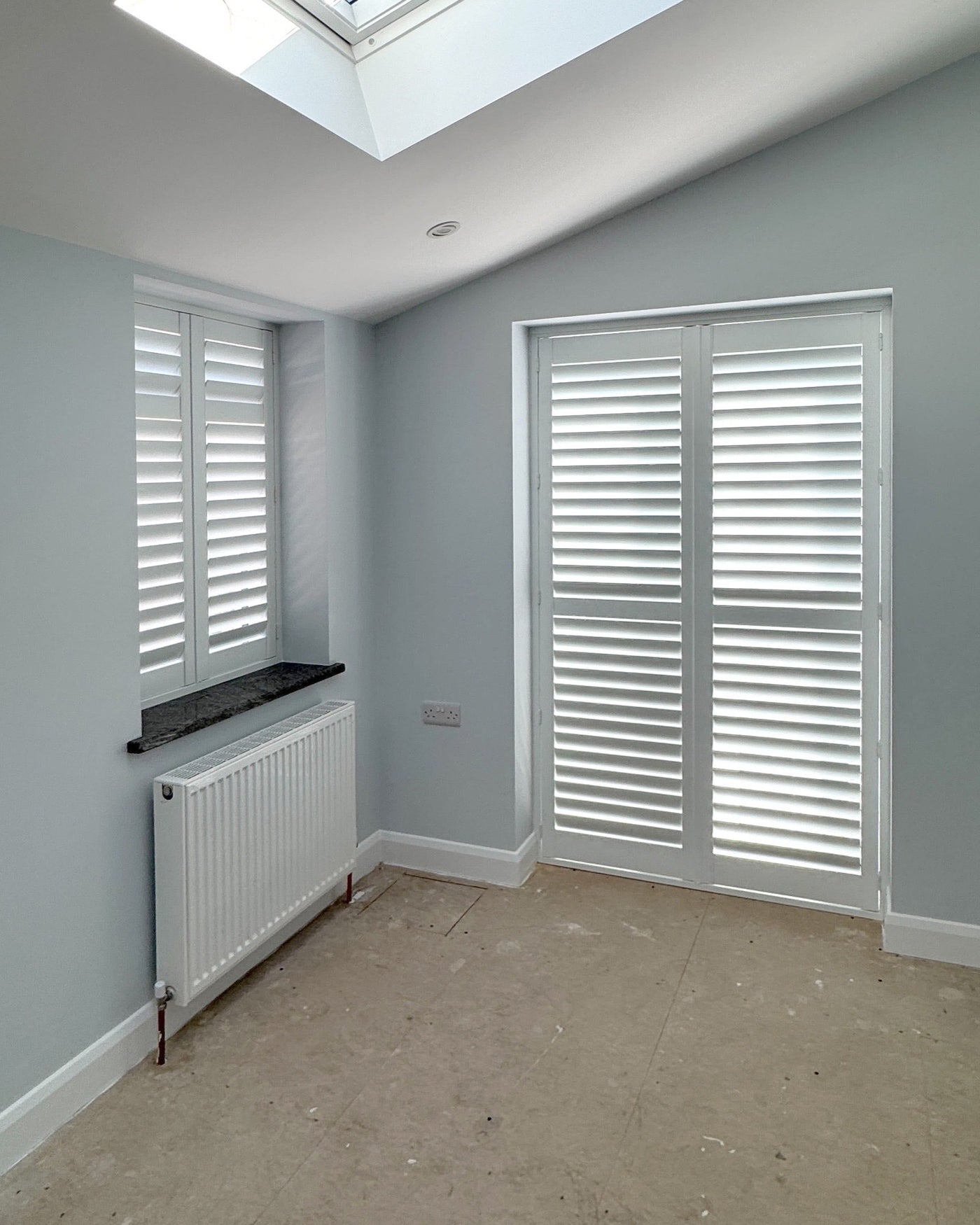 French door shutters with glazed door cut-outs