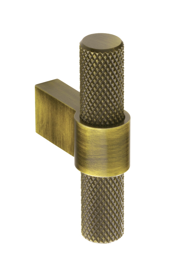 Knurled T Knob Aged Brass