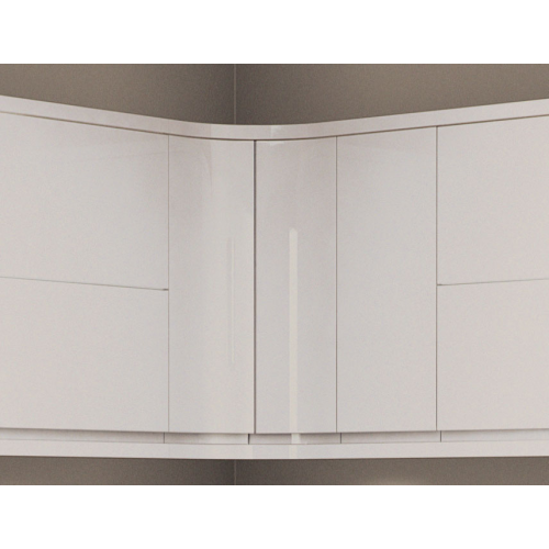 Lacarre internal curved wall doors fitted as a pair, shown in a single finish to illustrate shape and proportion.