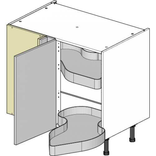 450 Nuvola Corner Pull-Out — for Left-Hand Corner Cabinet (right-hand wirework) — Solid Sides, Graphite