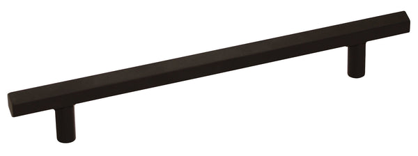 Pencil D-Handle 160mm in matt black, a faceted square bar on two round posts